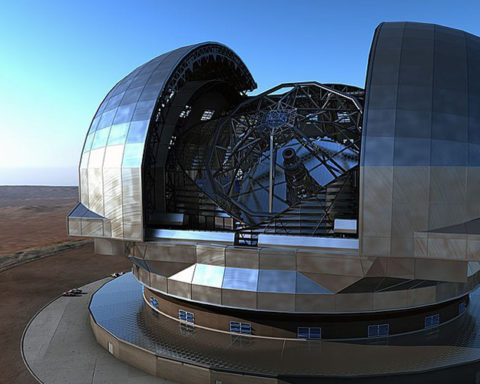 This very detailed new artist’s rendering shows the European Extremely Large Telescope (E-ELT) in its dome on Cerro Armazones