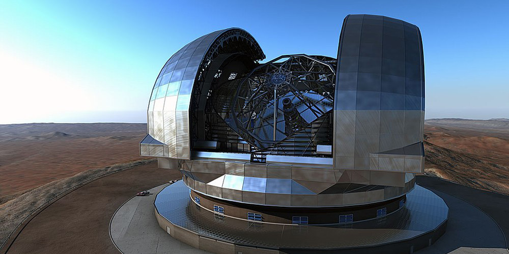 This very detailed new artist’s rendering shows the European Extremely Large Telescope (E-ELT) in its dome on Cerro Armazones